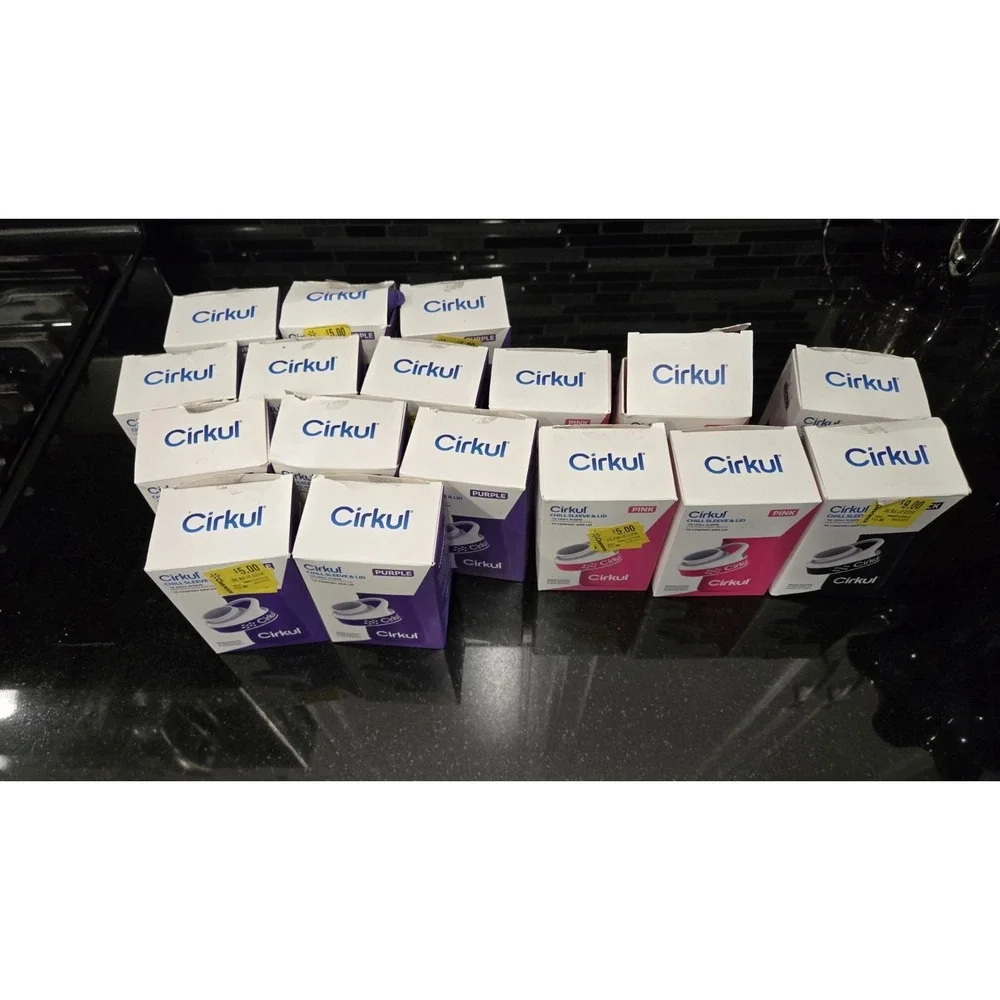 Lot Of 17 Cirkul Chill Sleeve Comfort Grip Lids 22oz Bottle Black Pink Purple